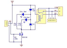 Pololu basic SPDT relay carrier with 5 VDC relay -schematic